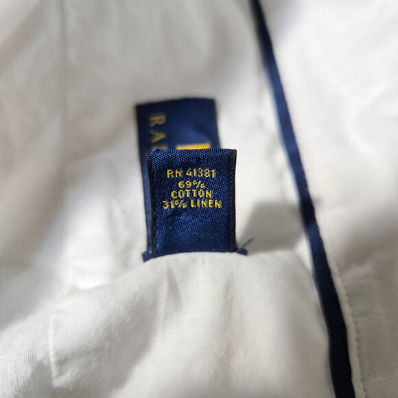 Polo Ralph Lauren White Linen Cotton Blend Button Up Shirt Men's XL Long Sleeve - Picture 3 of 6